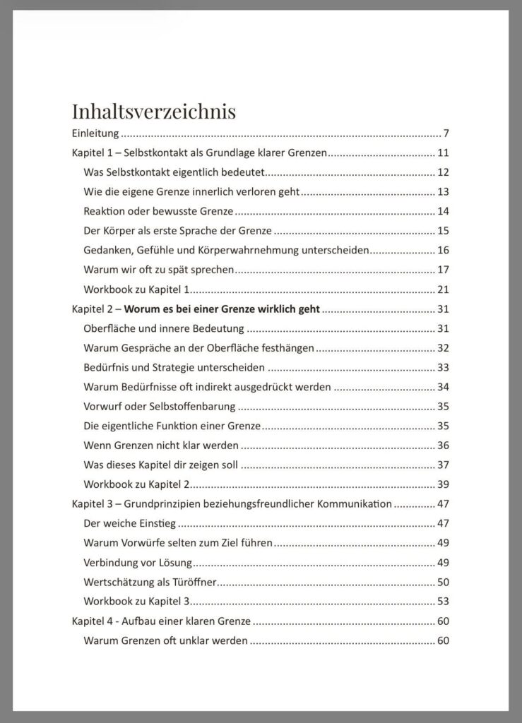 Inhaltsverzeichnis E-Book: Grenzen setzen und Nein sagen lernen