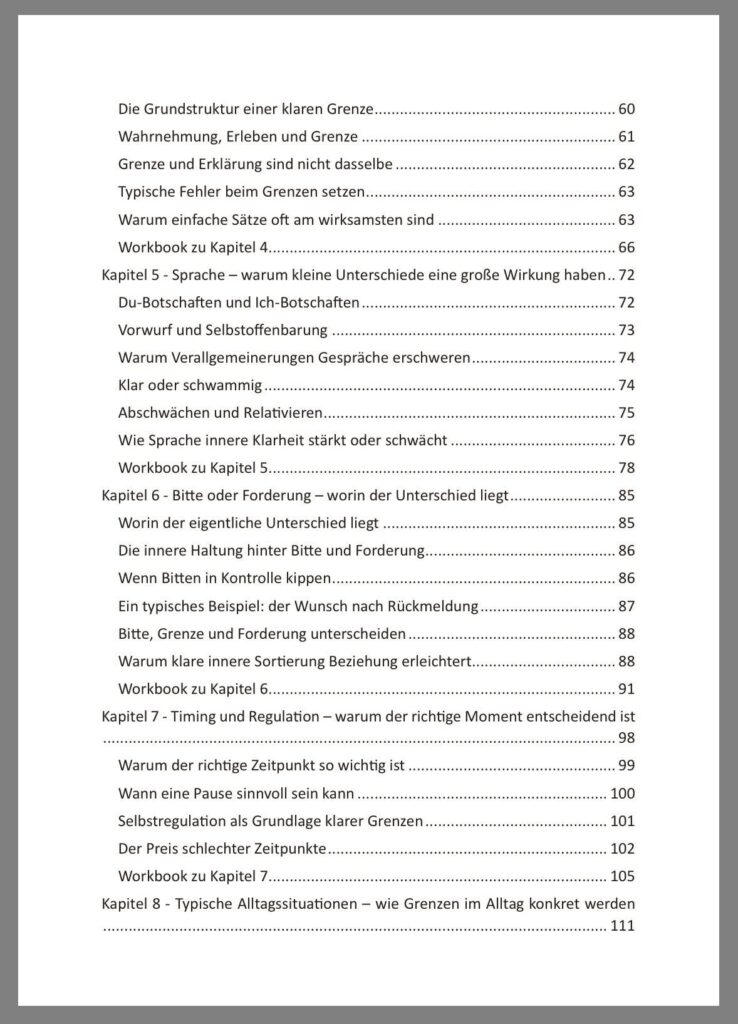 Inhaltsverzeichnis E-Book: Grenzen setzen und Nein sagen lernen