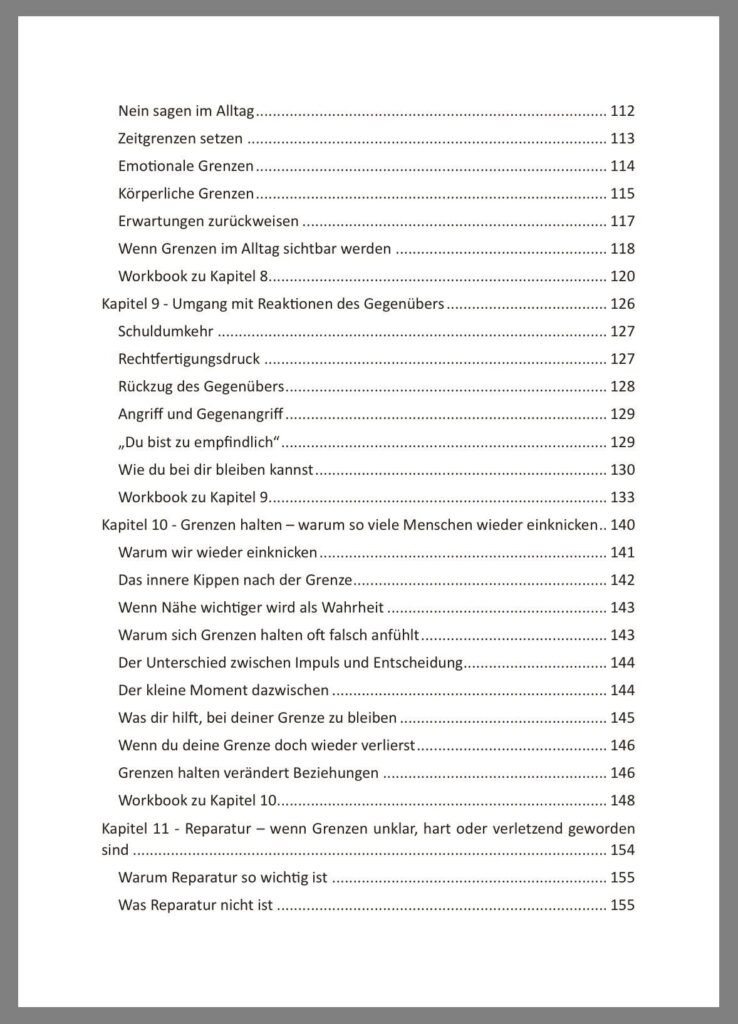 Inhaltsverzeichnis E-Book: Grenzen setzen und Nein sagen lernen