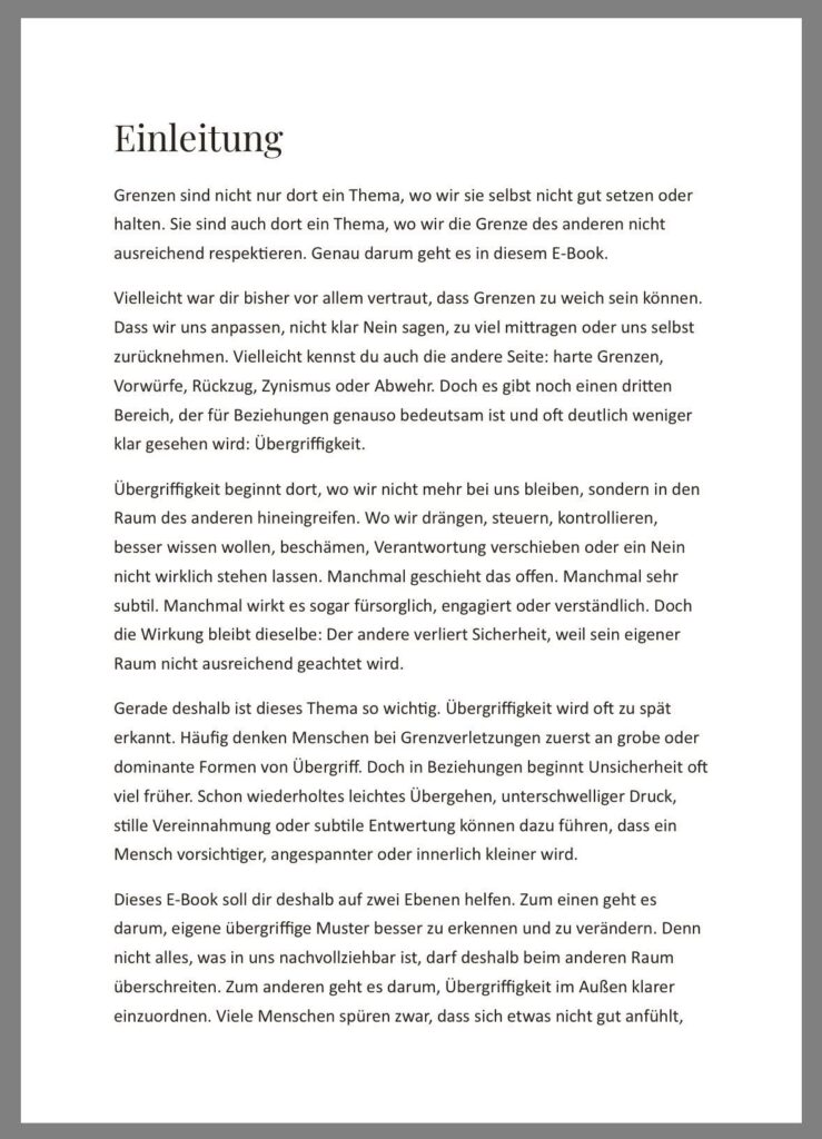 Leseprobe E-Book: Grenzen setzen und Nein sagen lernen bei Grenzverletzungen